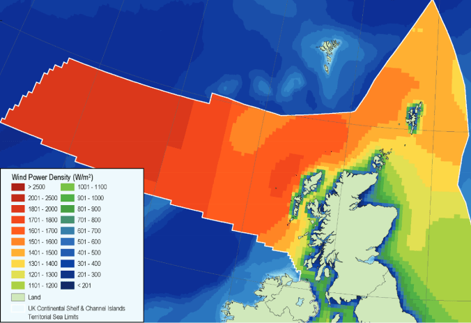 Scotland Offshore Wind Power Density